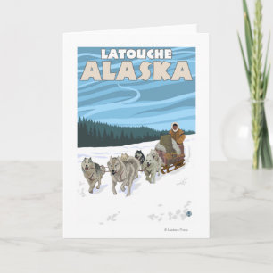 Dog Sledding Scene - Latouche, Alaska Feiertagskarte