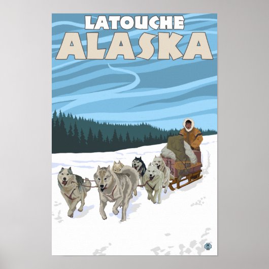 Dog Sledding Scene - Latouche, Alaska Poster (Vorne)