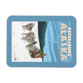 Dog Sledding Scene - Petersburg, Alaska Magnet (Horizontal)
