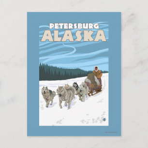 Dog Sledding Scene - Petersburg, Alaska Postkarte