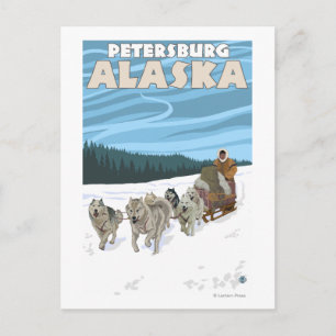 Dog Sledding Scene - Petersburg, Alaska Postkarte