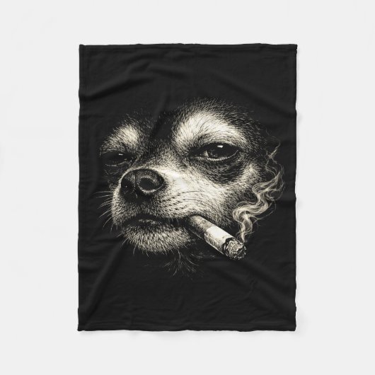 Dog smoking cigarette funny chihuahua face meme fleecedecke (Vorderseite)