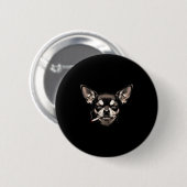 Dog Smoking Cigarette Funny Chihuahua Meme Men Wom Button (Vorne & Hinten)