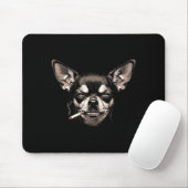 Dog Smoking Cigarette Funny Chihuahua Meme Men Wom Mousepad (Mit Mouse)