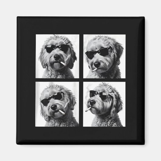 Dog Smoking Cigarette Funny Goldendoodle Photoboot Magnet (Vorne)