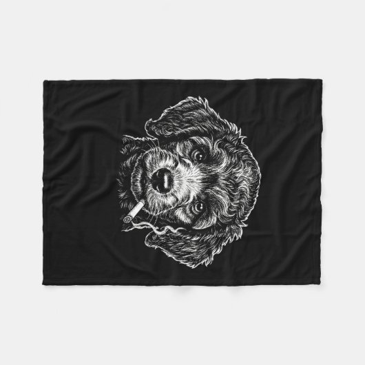 Dog Smoking Cigarette Funny Poodle Meme Fleecedecke (Vorderseite (Horizontal))