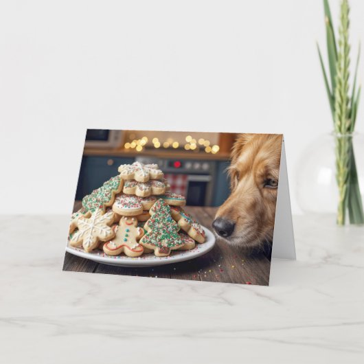 Dog Sniffing Christmas Sugar Cookies Karte (Vorderseite)