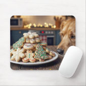 Dog Sniffing Christmas Sugar Cookies Mousepad (Mit Mouse)
