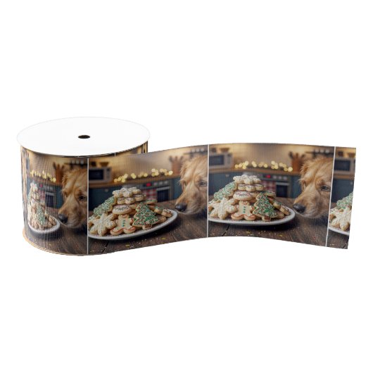 Dog Sniffing Christmas Sugar Cookies Ripsband (Spule)