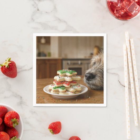 Dog Sniffing Christmas Sugar Cookies Serviette (Beispiel)