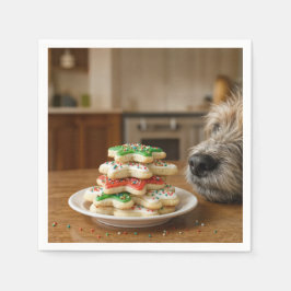 Dog Sniffing Christmas Sugar Cookies Serviette