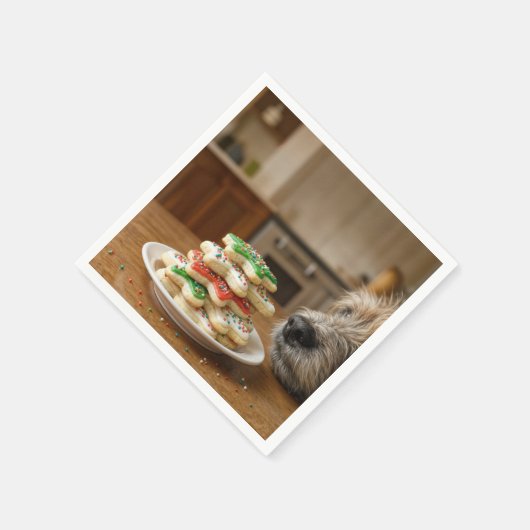 Dog Sniffing Christmas Sugar Cookies Serviette (Ecke)