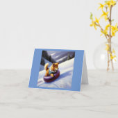 Dog Snow Tubing Karte (Gelbe Blume)