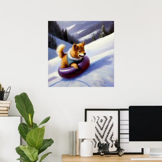 Dog Snow Tubing Poster (Heimbüro)