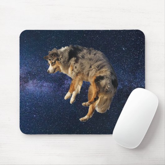 Dog Space Jumping Australian Shepherd Mousepad (Mit Mouse)
