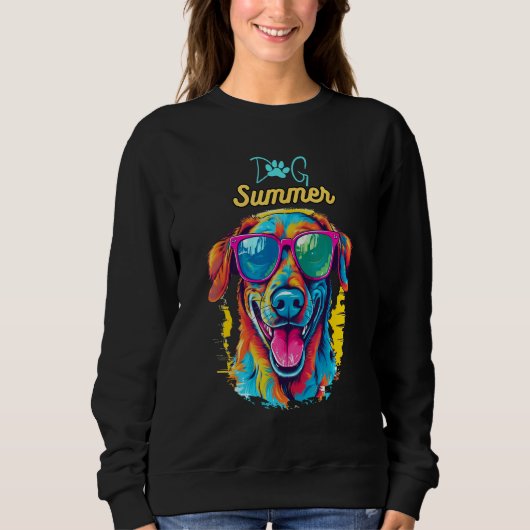 Dog Summer Party Labrador With Sunglasses Sweatshirt (Vorderseite)