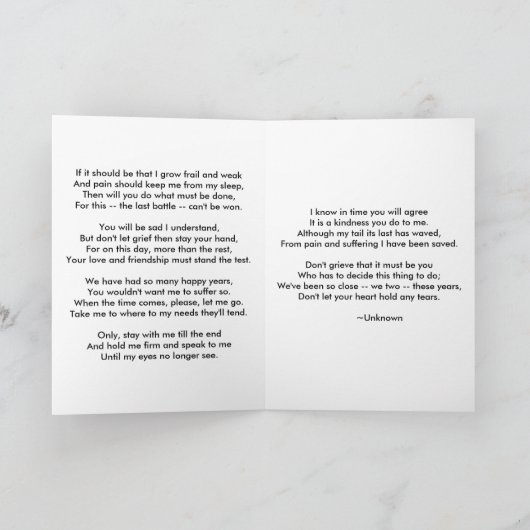 Dog Sympathy Card Karte (Innenseite)