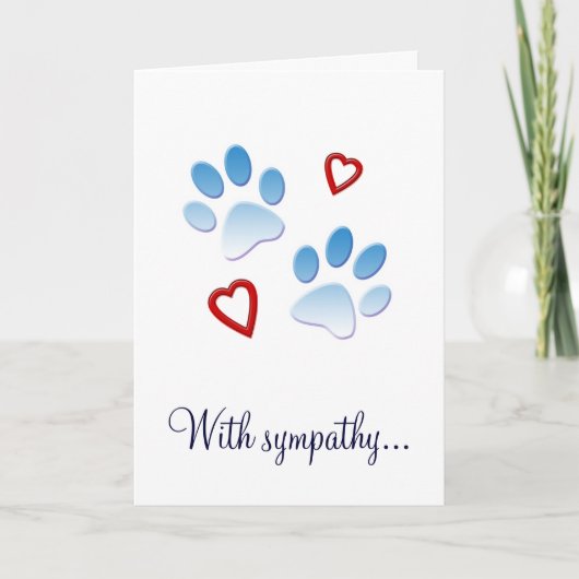 Dog Sympathy Card Paws and Hearts Karte (Vorderseite)