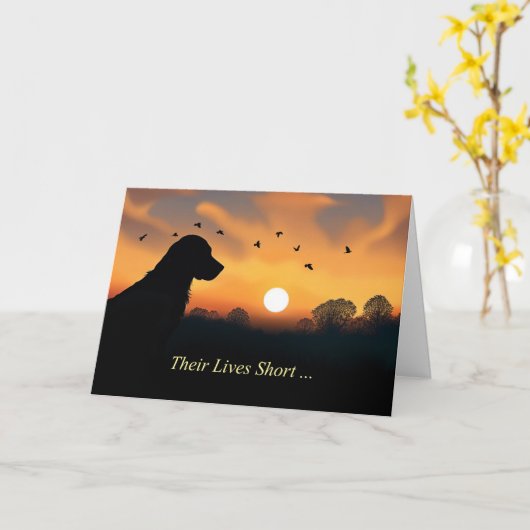 Dog Sympathy Loss of Dog Silhouetted in Sunset Karte (Gelbe Blume)