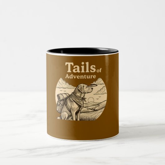 Dog Tails of Adventure Funny Dog Lover Hiking  Zweifarbige Tasse (Mittel)