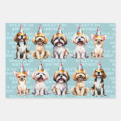 Dog Thema Birthday Party Blue Geschenkpapier Set (Vorderseite 2)