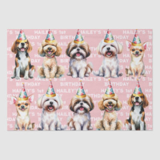 Dog Thema Geburtstagsparty Pink Seidenpapier