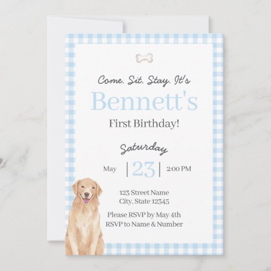 Dog Theme 1st Birthday Invite Einladung (Vorderseite)