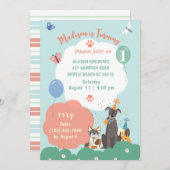 Dog Theme Geburtstagsparty Einladung (Vorne/Hinten)