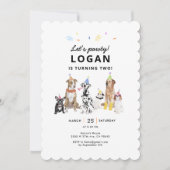 Dog Theme Let's Pawty Dog Birthday Party Einladung (Vorderseite)