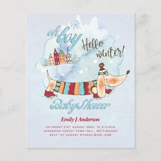 Dog Themed Baby Dusche Dackel Winter Weihnachten (Vorderseite)