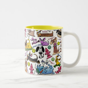 Dog Themed Collage Zweifarbige Tasse