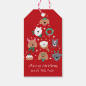 Dog Themed Red Christmas Geschenkanhänger (Vorderseite)