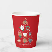 Dog Themed Red Christmas Pappbecher (Vorderseite)