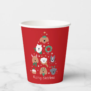 Dog Themed Red Christmas Pappbecher