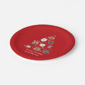 Dog Themed Red Christmas Pappteller (Schrägansicht)