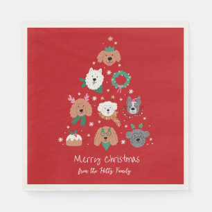 Dog Themed Red Christmas Serviette