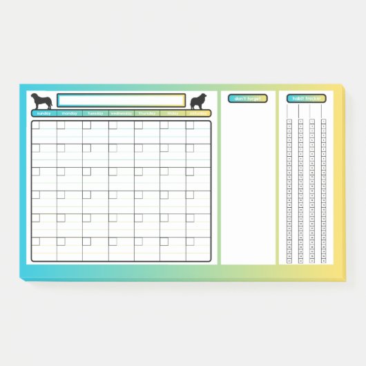 Dog Themed Undated Monthly Calendar Post-It Notes Klebezettel (Vorderseite)