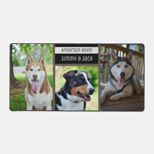 Dog Three Fotos Elegante Custom Collage Desk Mat Schreibtischunterlage (Vorderseite)