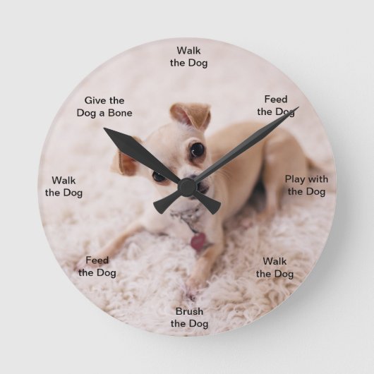 Dog Time Wall Clock Chihuahua Runde Wanduhr (Vorderseite)