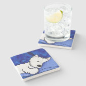 Dog Tired Westie Stone Untersetzer (Seitenansicht)