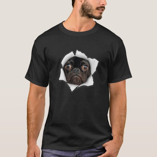 Dog Torn Cloth Black Bulldog kommt aus Loch K T-Shirt (Vorderseite)