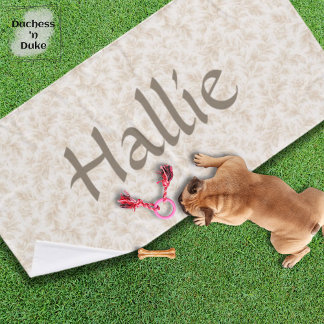 Dog Towel - Ivory Botanical, Personalized  Badehandtuch