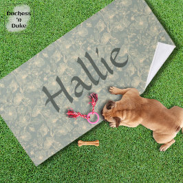 Dog Towel - Sage Green Botanical, Personalized  Badehandtuch