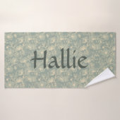 Dog Towel - Sage Green Botanical, Personalized  Badehandtuch (Badehandtuch)