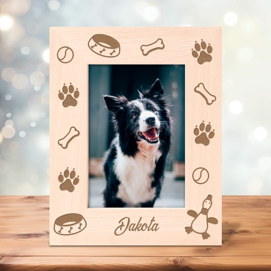 Dog Toys Dish Paw Prints 12x18 Geätzte Rahmen