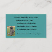 Dog Trainer Aqua Blue Aquamarines Foto Minimal Visitenkarte (Rückseite)