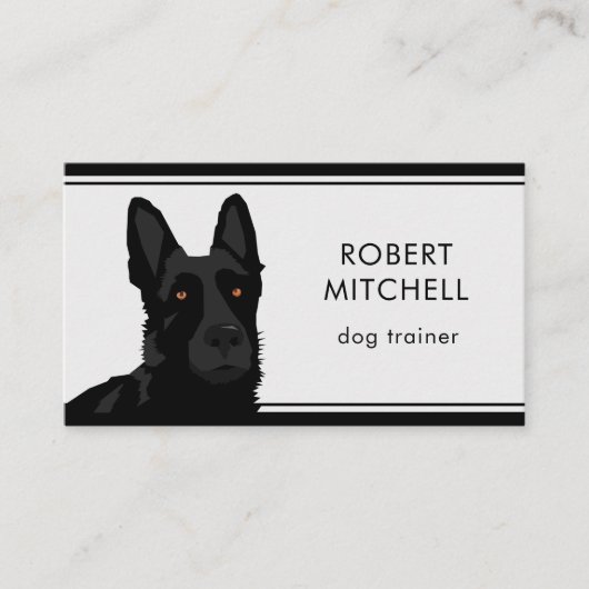 Dog Trainer Black German Shepherd Business Card Visitenkarte (Vorderseite)