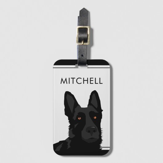 Dog Trainer Black German Shepherd Gepäckmarke Gepäckanhänger (Vorderseite Vertikal)