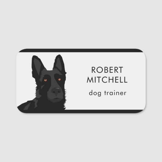 Dog Trainer Black German Shepherd Namensschild (Vorderseite)