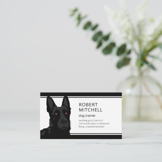 Dog Trainer Black German Shepherd QR Code Visitenkarte (Stehend Vorderseite)